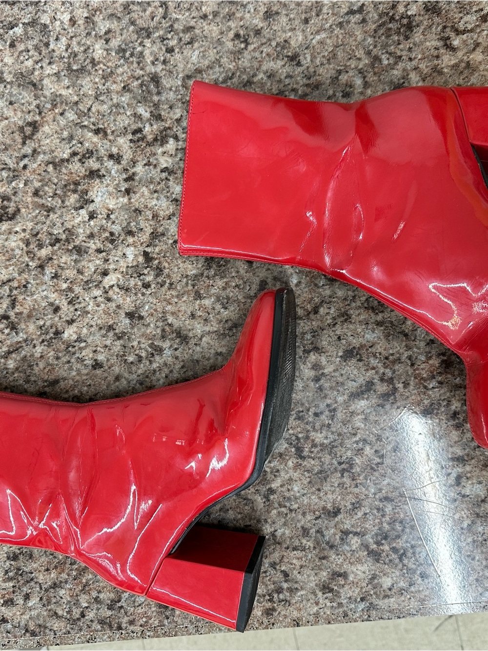 Reformation Red Patent Block Heel Women's Boots size 6 women’s made in Brazil